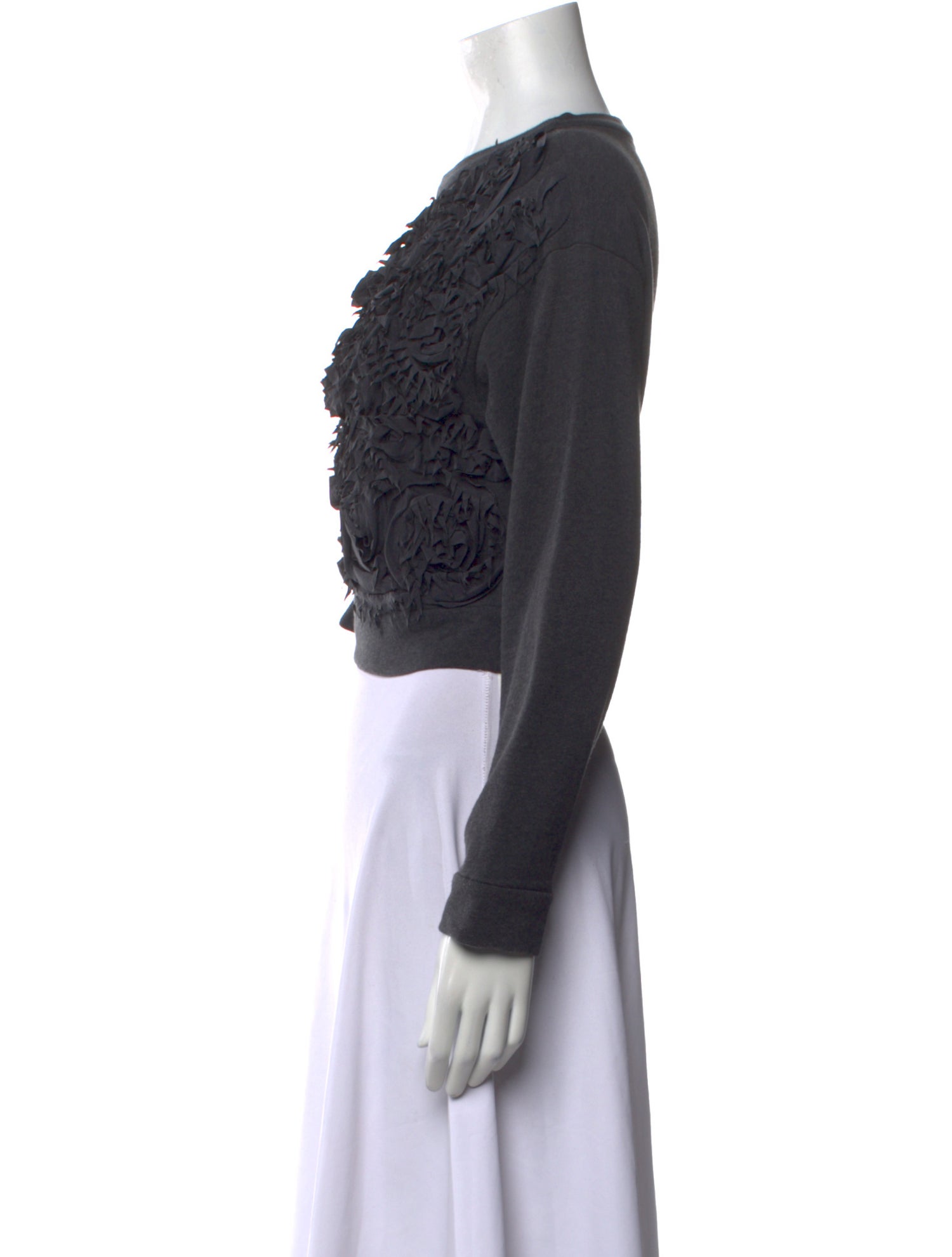 Brunello Cucinelli Bateau Neckline Long Sleeve Crop Top