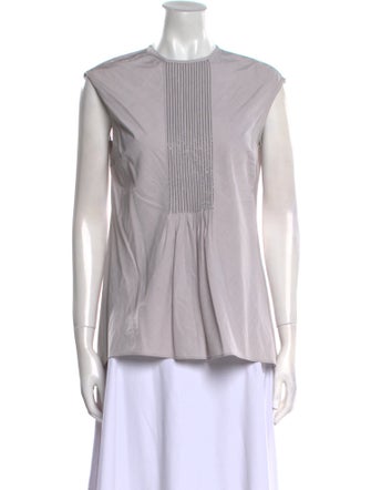 Brunello Cucinelli Crew Neck Sleeveless Blouse