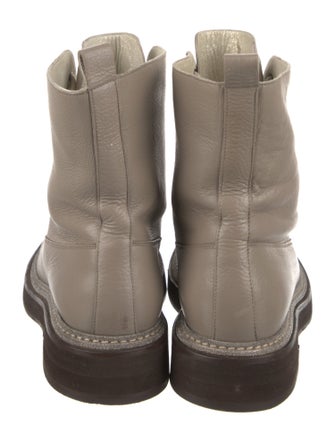 Brunello Cucinelli Leather Colorblock Pattern Combat Boots