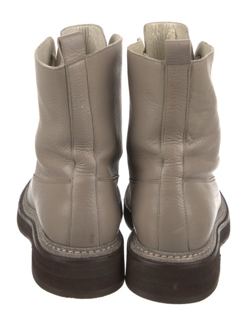 Brunello Cucinelli Leather Colorblock Pattern Combat Boots