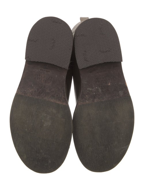 Brunello Cucinelli Leather Colorblock Pattern Combat Boots