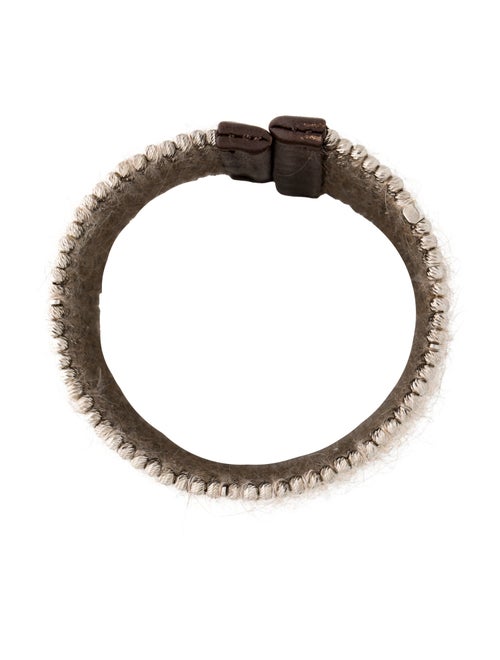 Brunello Cucinelli Leather & Mohair Cuff Bracelet