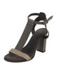 Brunello Cucinelli Monili Suede T-Strap Sandals