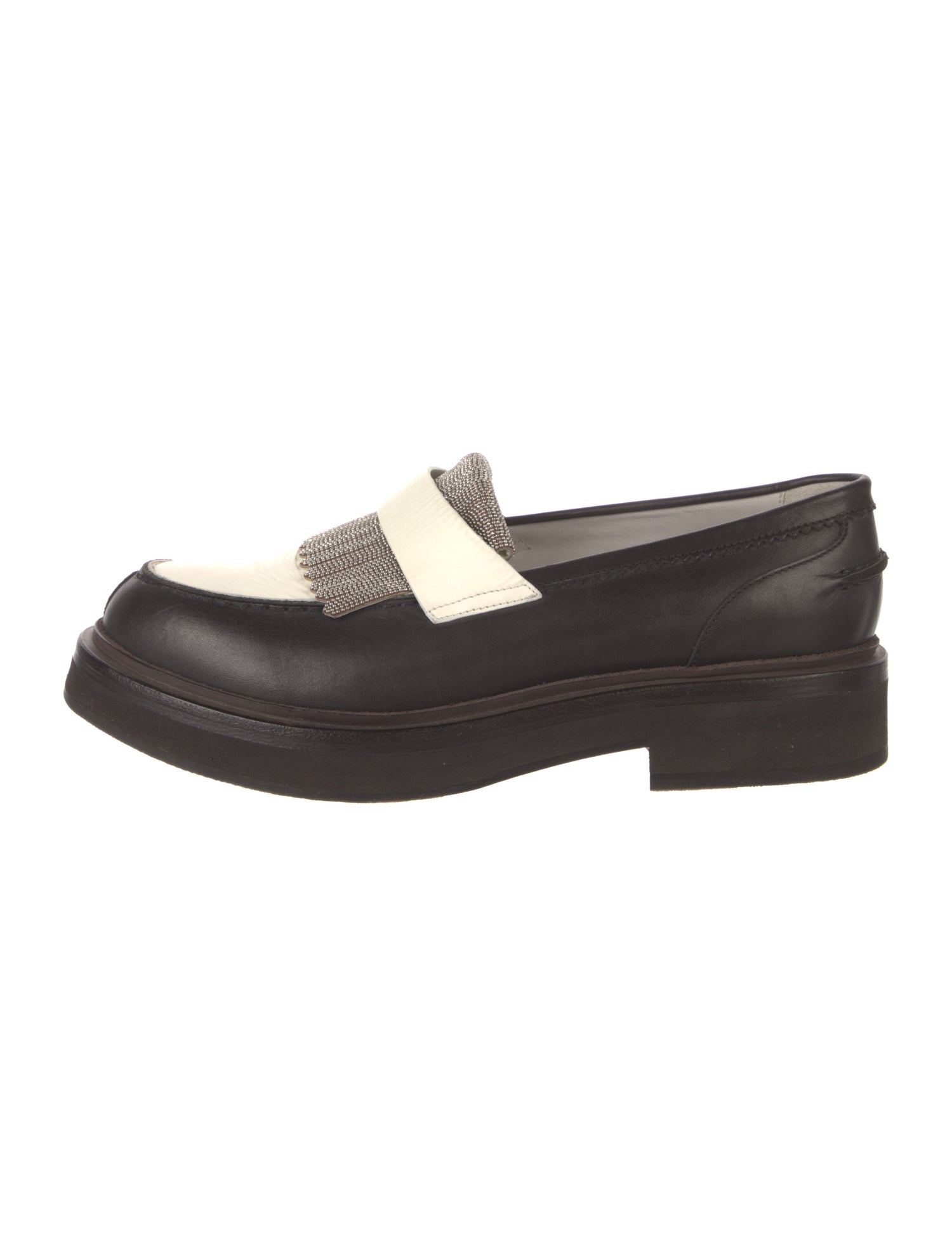 Brunello Cucinelli Monili Leather Loafers