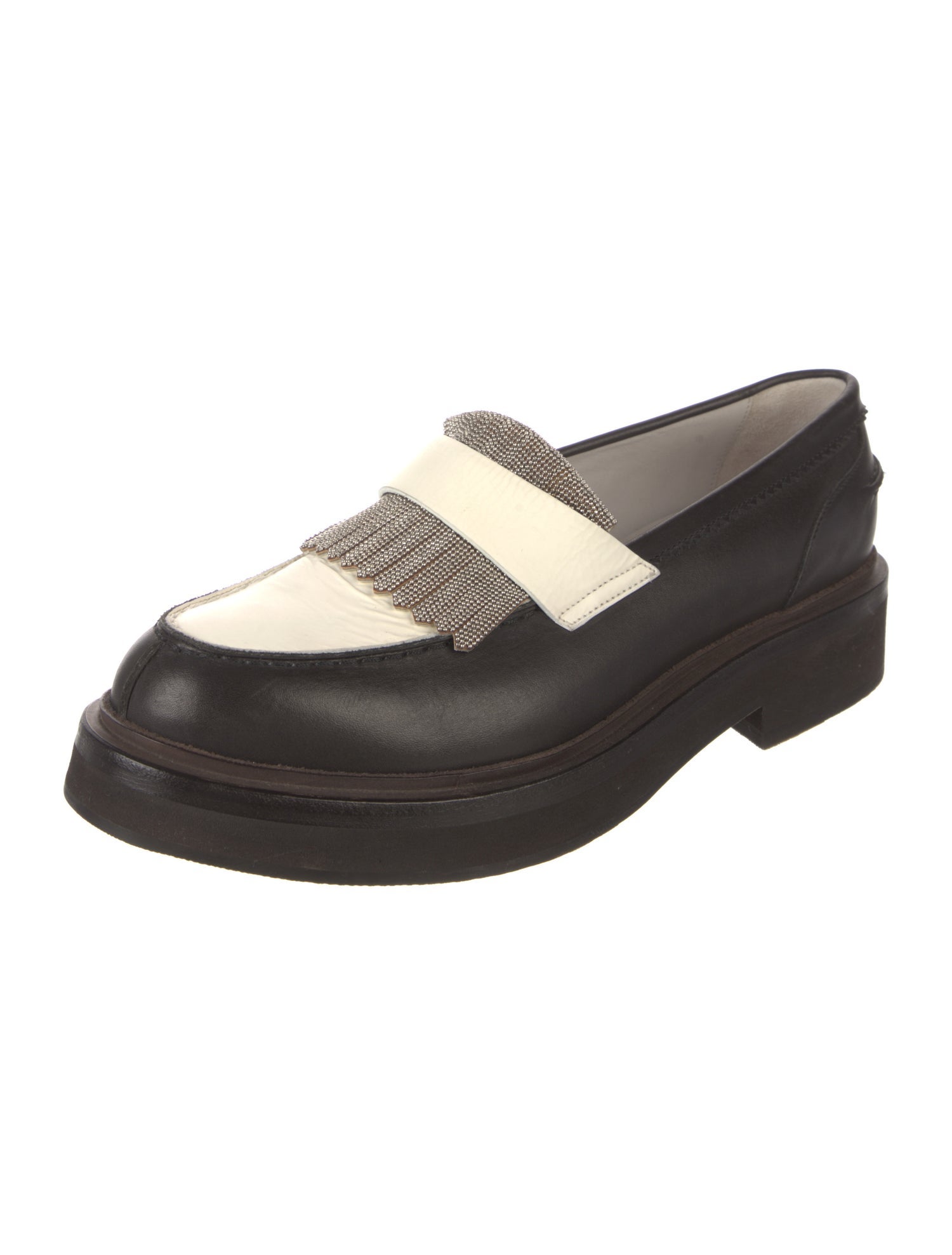 Brunello Cucinelli Monili Leather Loafers