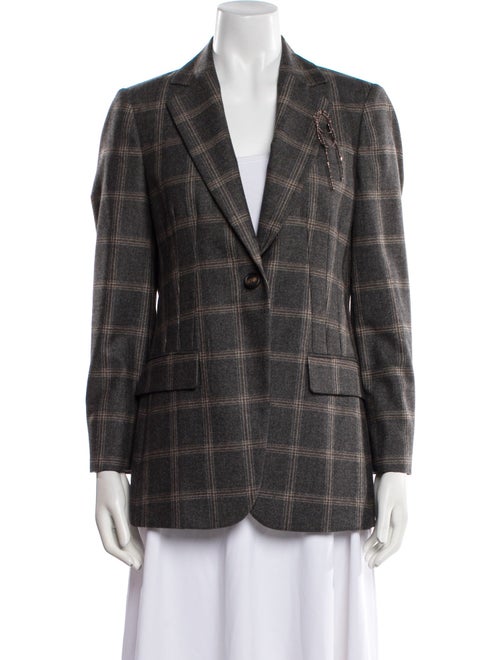 Brunello Cucinelli Virgin Wool Plaid Print Blazer
