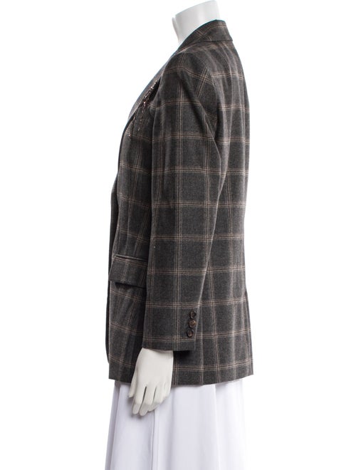 Brunello Cucinelli Virgin Wool Plaid Print Blazer