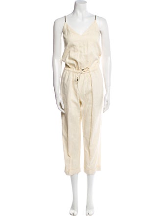 Brunello Cucinelli Linen V-Neck Jumpsuit