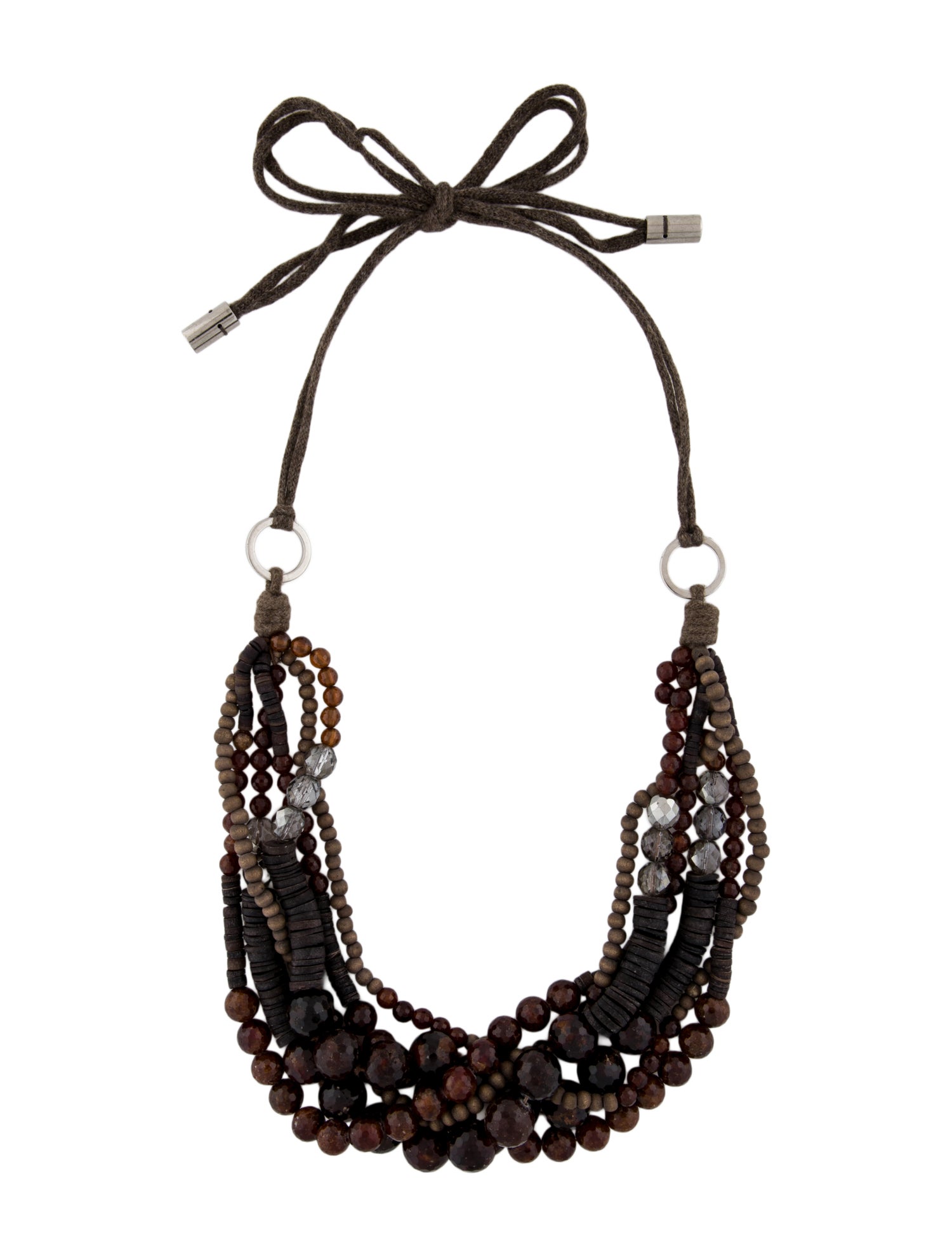 Brunello Cucinelli Stone & Wood Bead Multistrand Necklace”