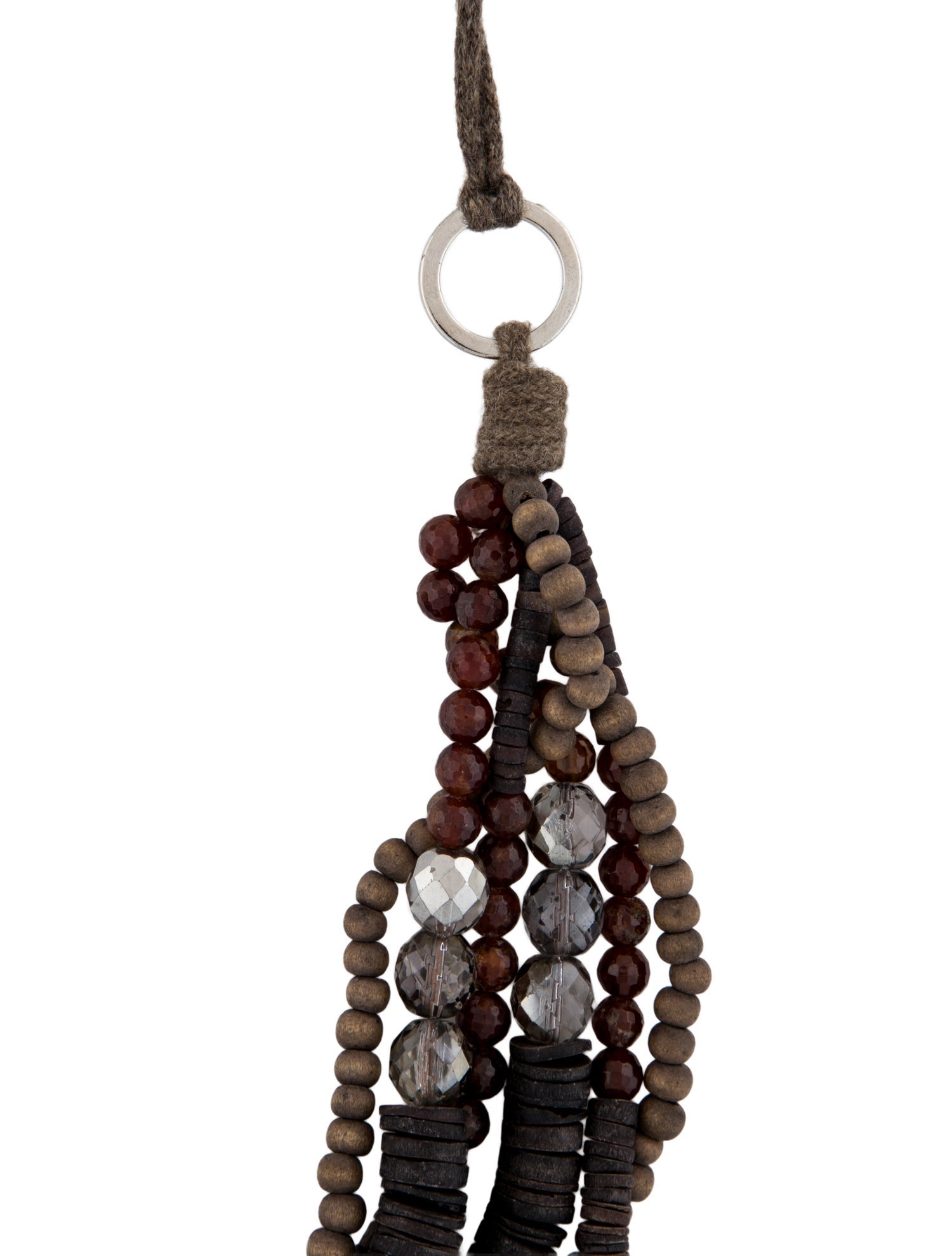 Brunello Cucinelli Stone & Wood Bead Multistrand Necklace”