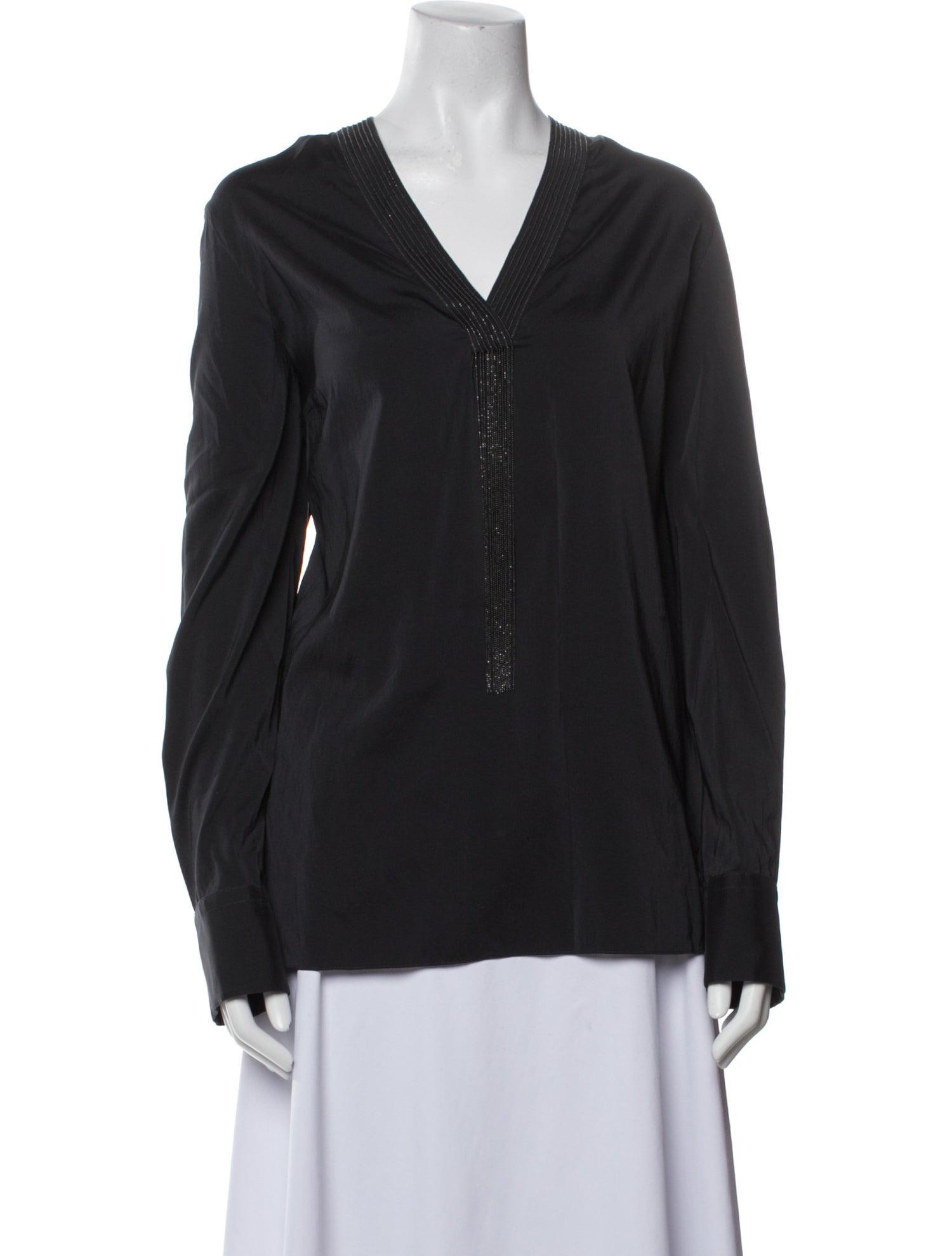 Brunello Cucinelli Silk V-Neck Blouse w/ Tags