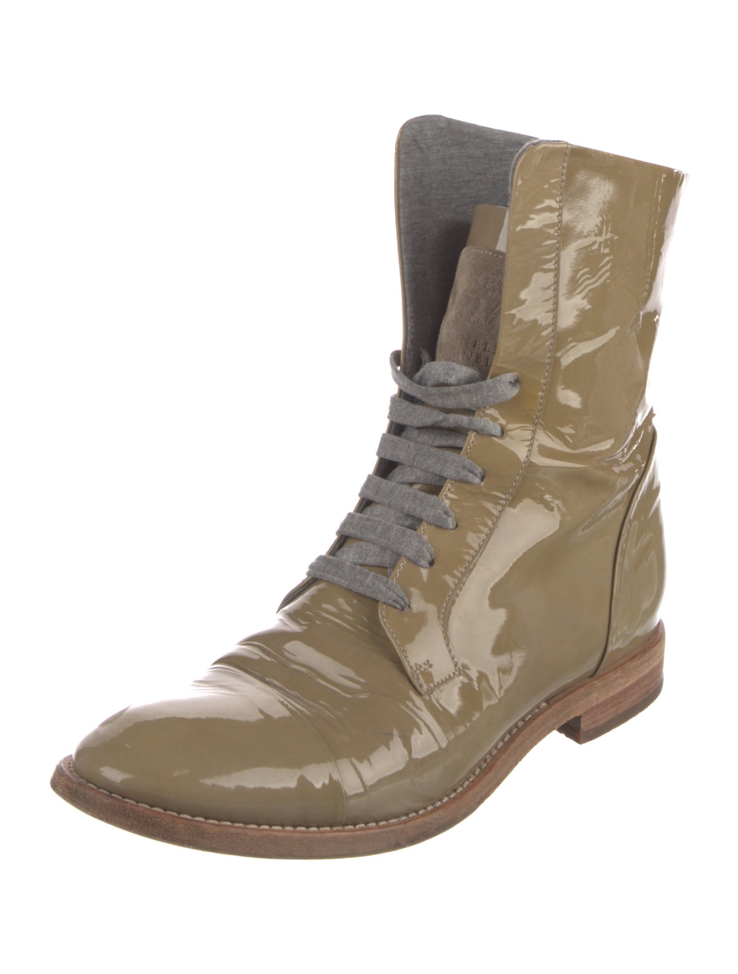 Brunello Cucinelli Patent Leather Combat Boots