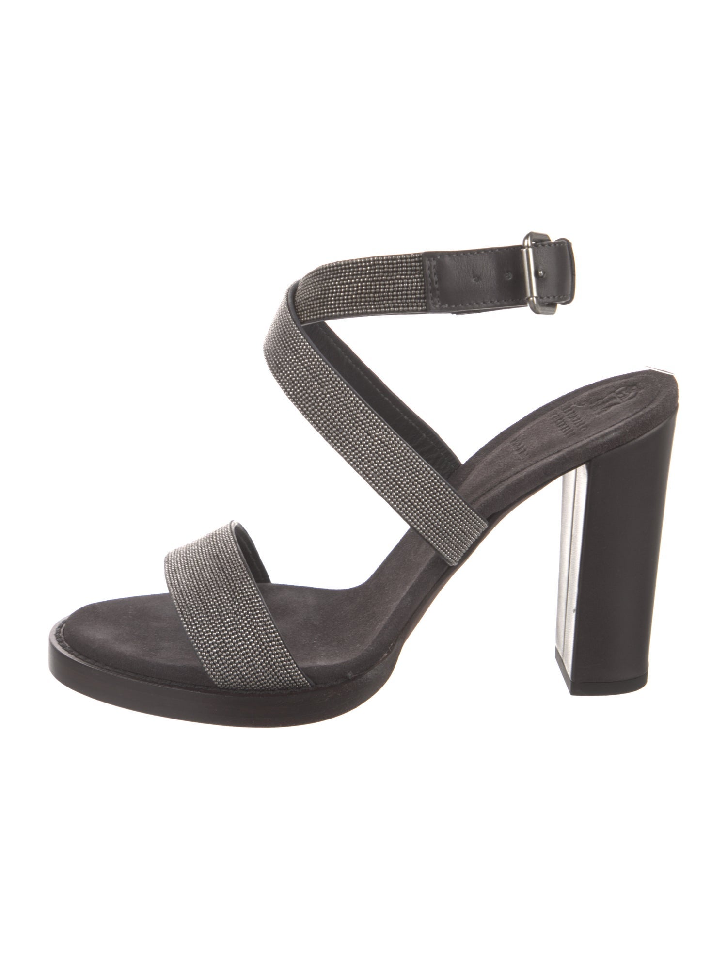 Brunello Cucinelli Leather Beaded Accents Sandals