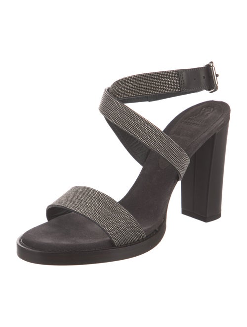 Brunello Cucinelli Leather Beaded Accents Sandals