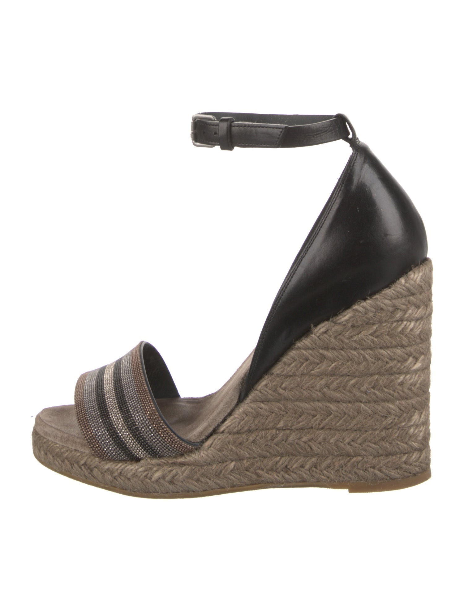 Brunello Cucinelli Monili Leather Espadrilles