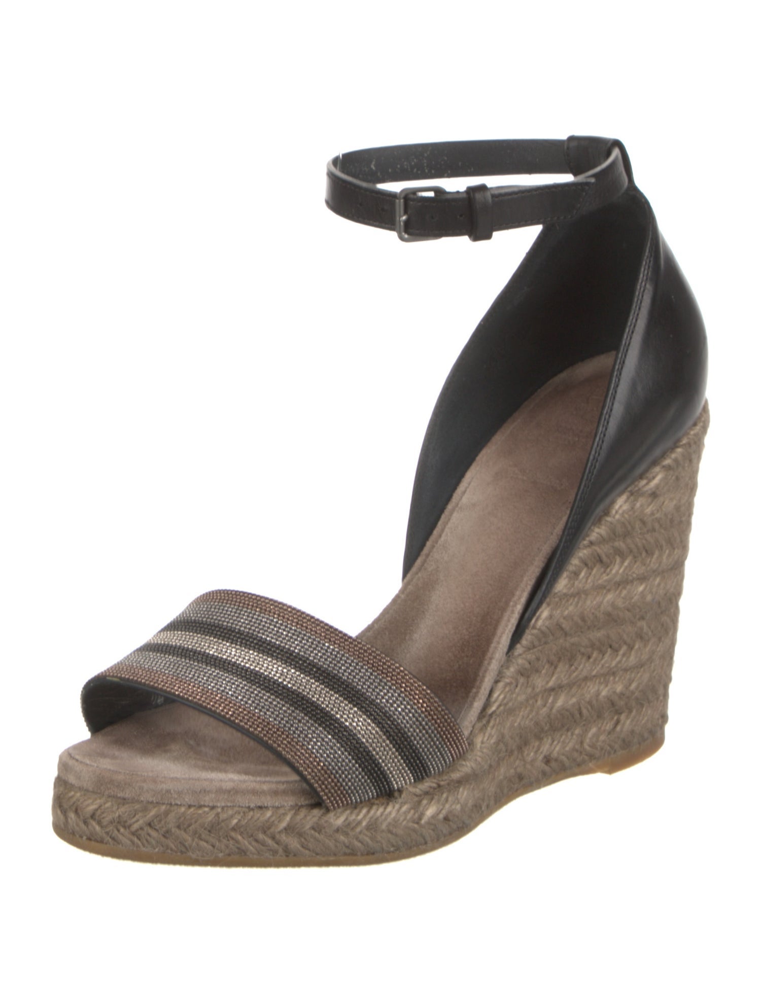 Brunello Cucinelli Monili Leather Espadrilles