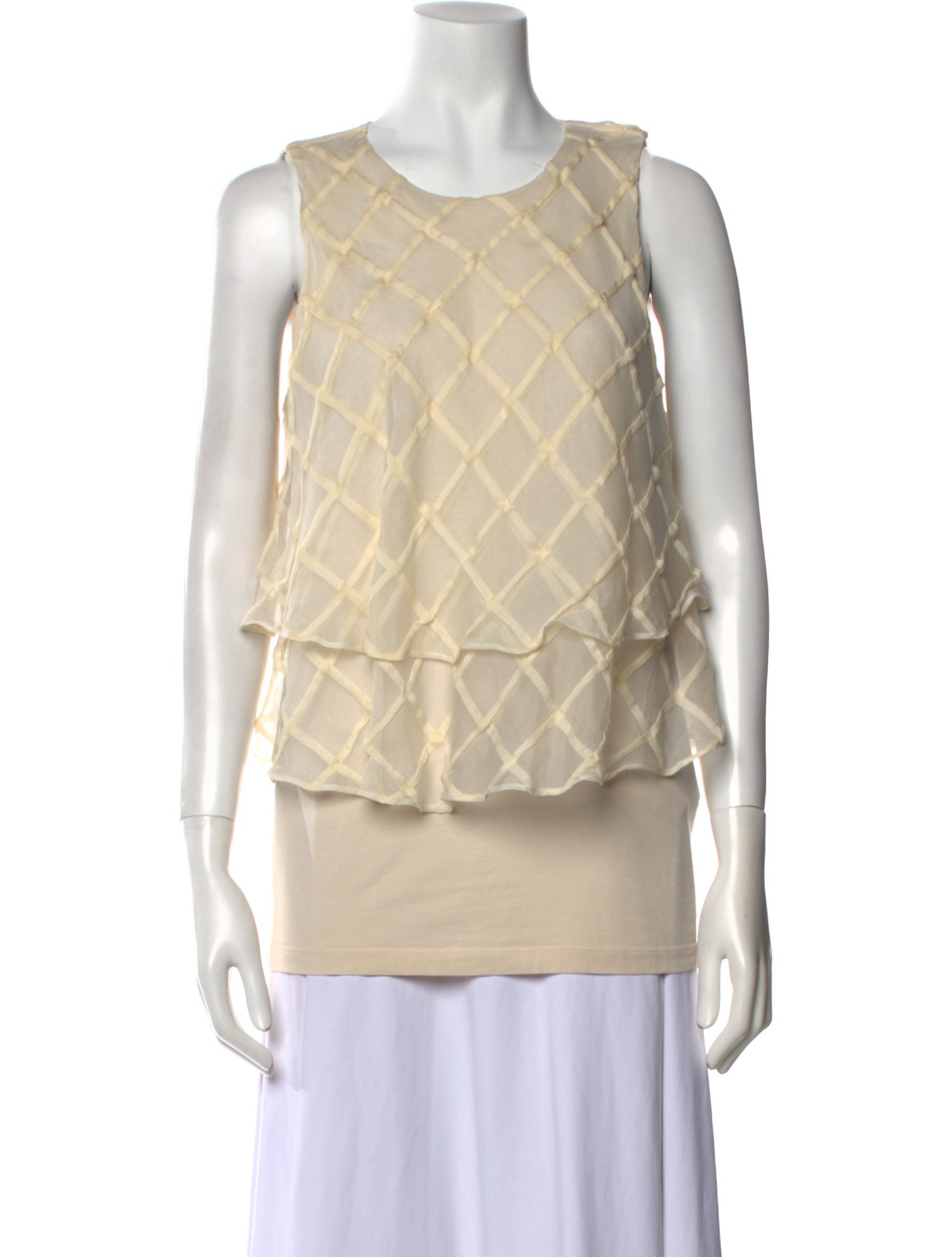 Brunello Cucinelli Silk Plaid Print Top