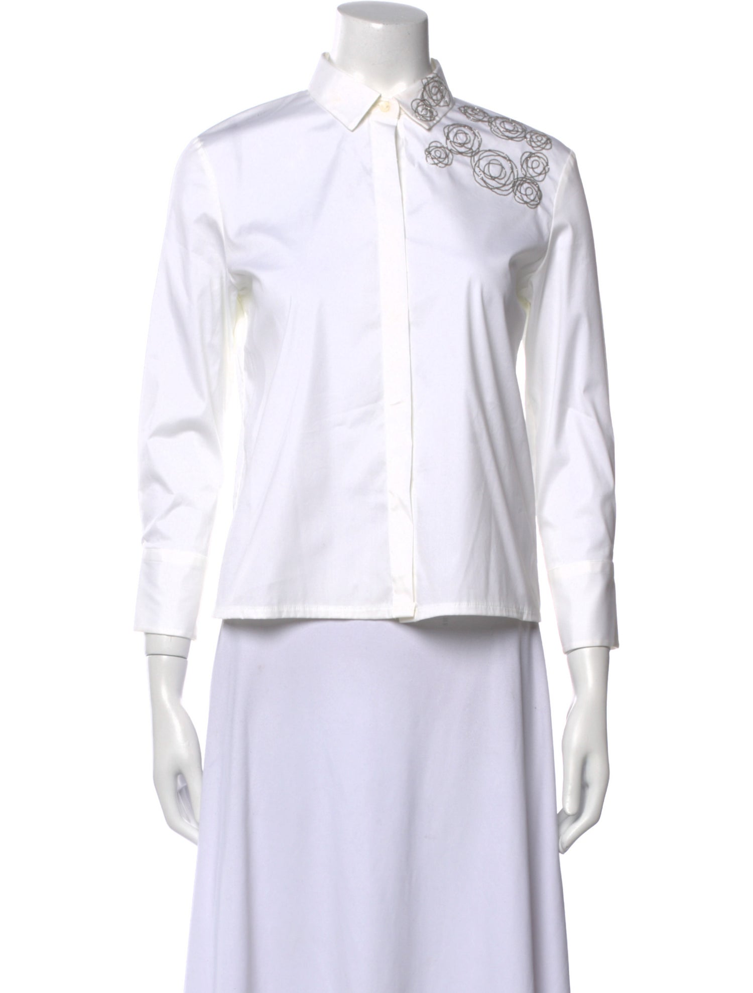 Brunello Cucinelli Three-Quarter Sleeve Button-Up Top