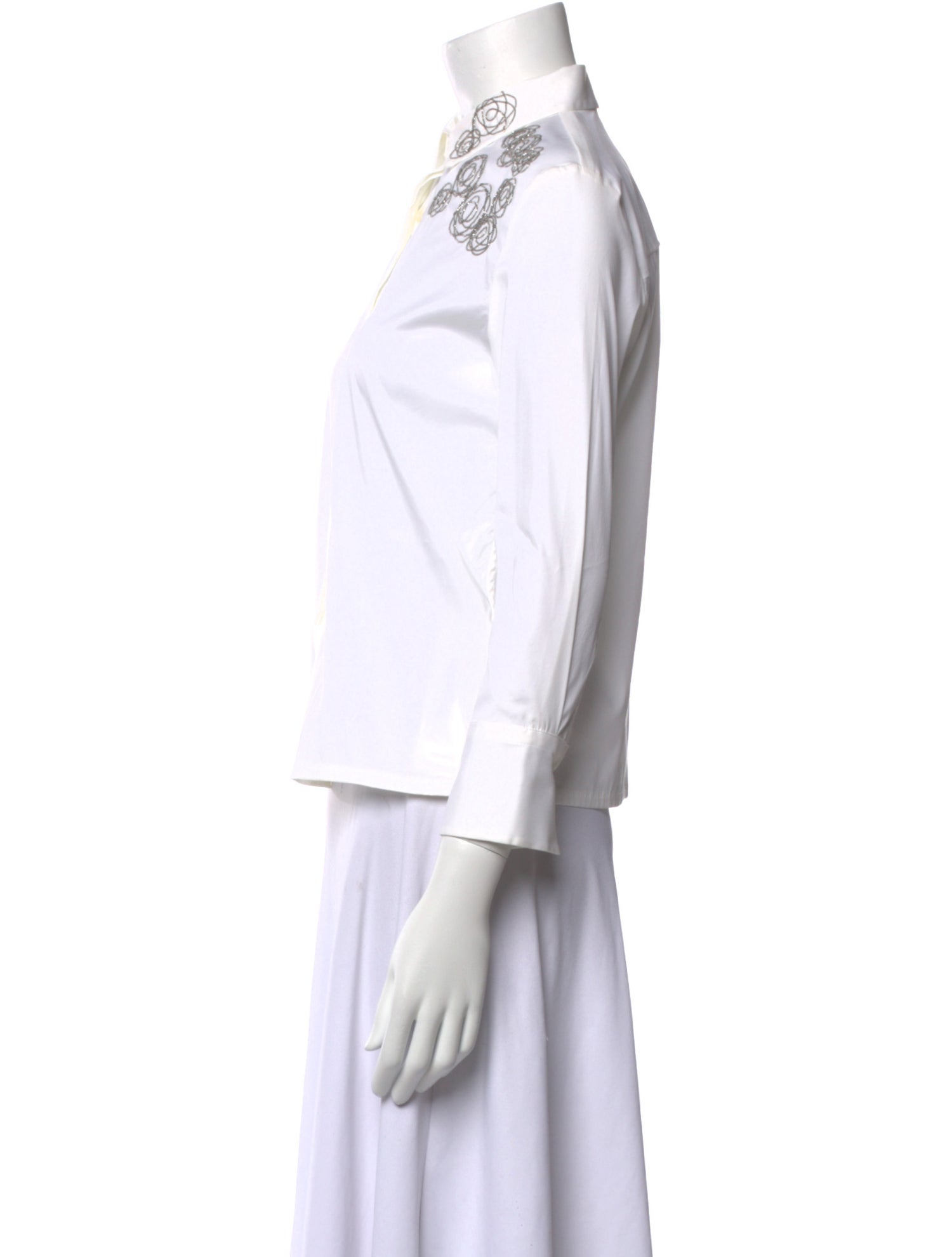 Brunello Cucinelli Three-Quarter Sleeve Button-Up Top