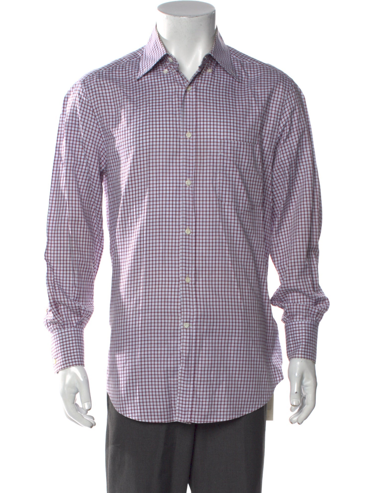 Brunello Cucinelli Plaid Print Long Sleeve Dress Shirt