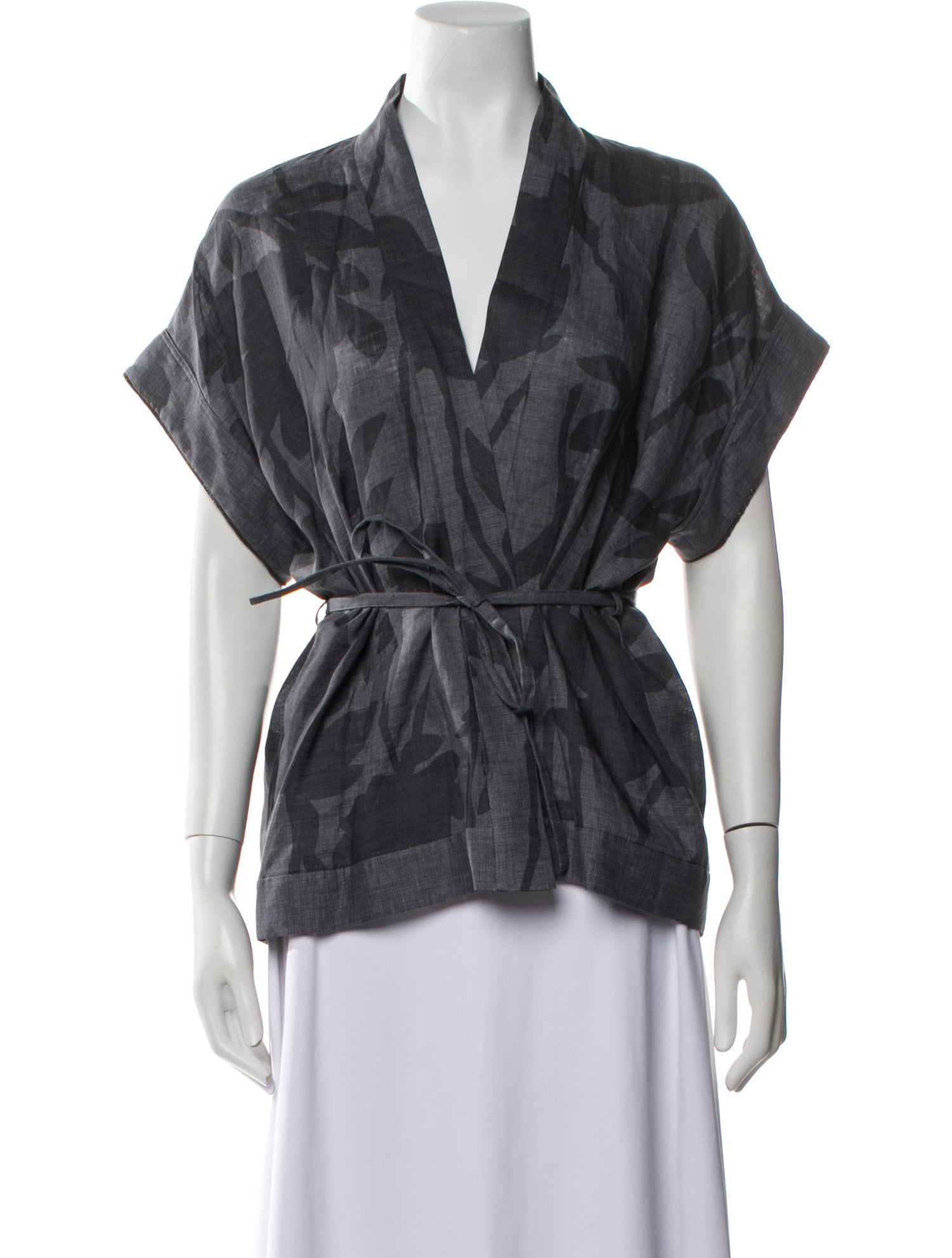 Brunello Cucinelli Linen V-Neck Blouse w/ Tags