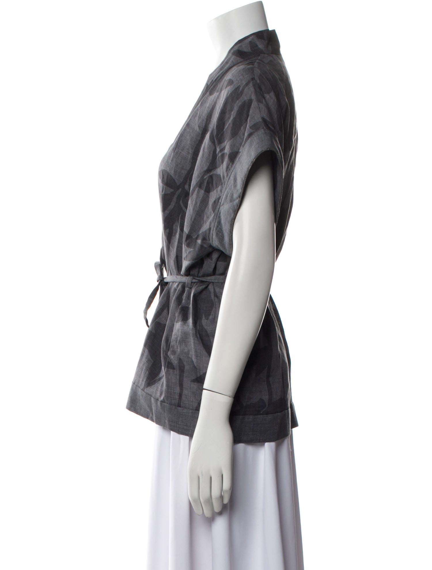 Brunello Cucinelli Linen V-Neck Blouse w/ Tags