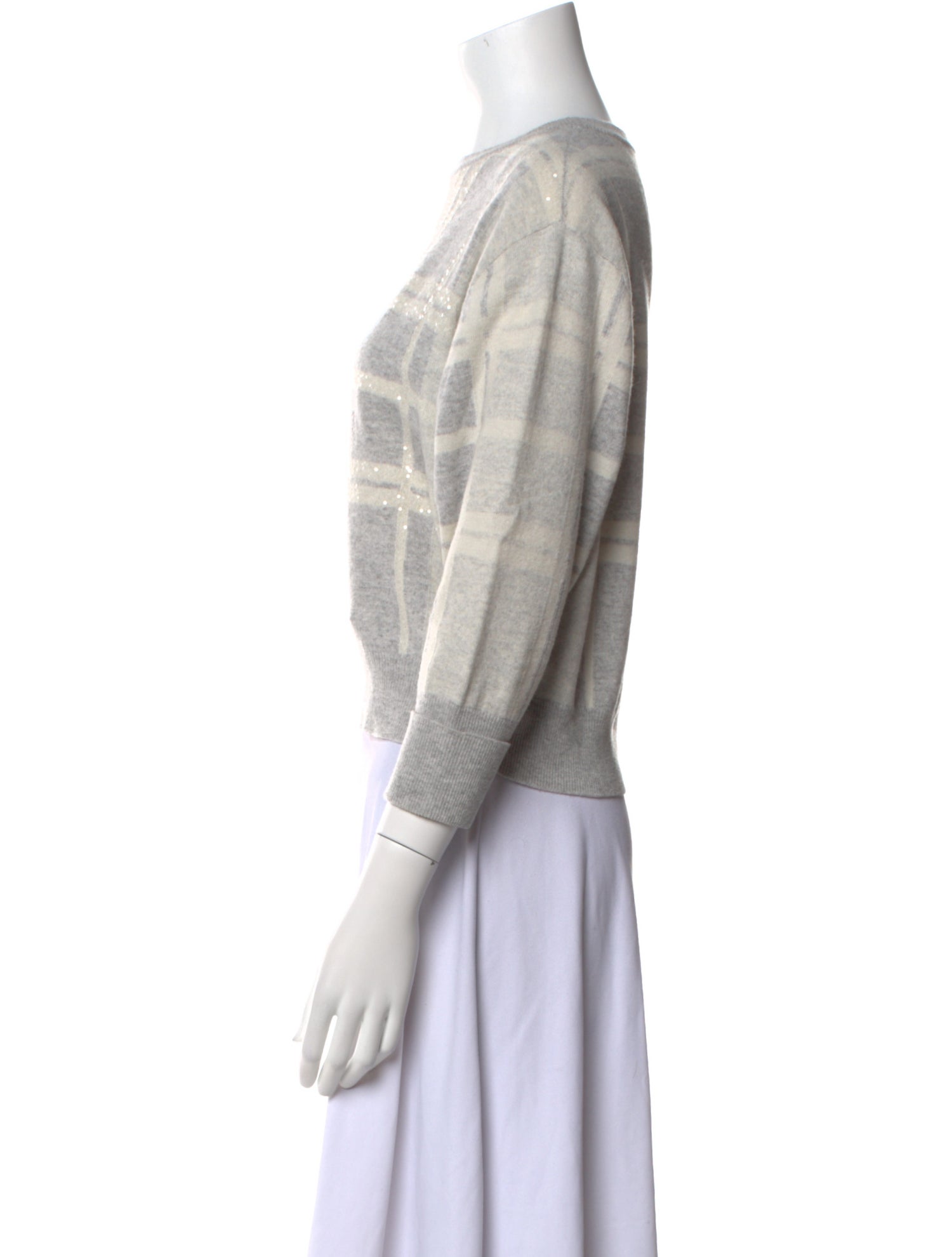 Brunello Cucinelli Virgin Wool Plaid Print Sweater