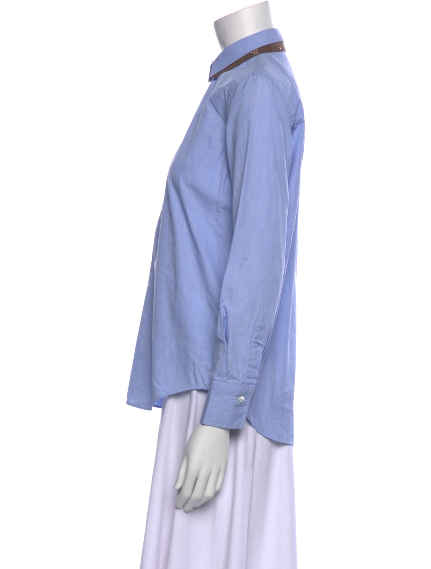 Brunello Cucinelli Long Sleeve Button-Up Top