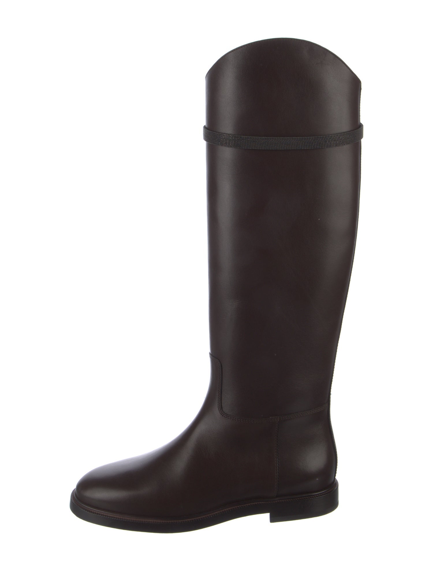 Brunello Cucinelli Monili Leather Riding Boots