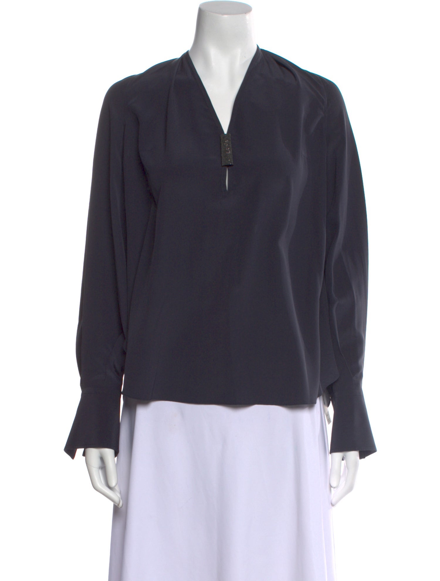 Brunello Cucinelli Silk V-Neck Blouse w/ Tags