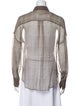 Brunello Cucinelli Wool Plaid Print Button-Up Top