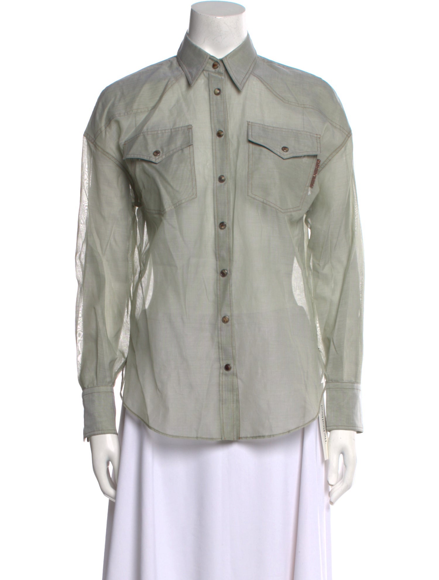 Brunello Cucinelli Long Sleeve Button-Up Top