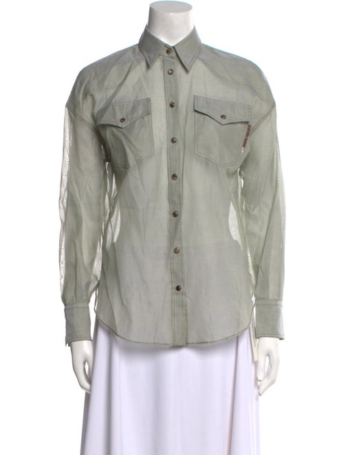 Brunello Cucinelli Long Sleeve Button-Up Top