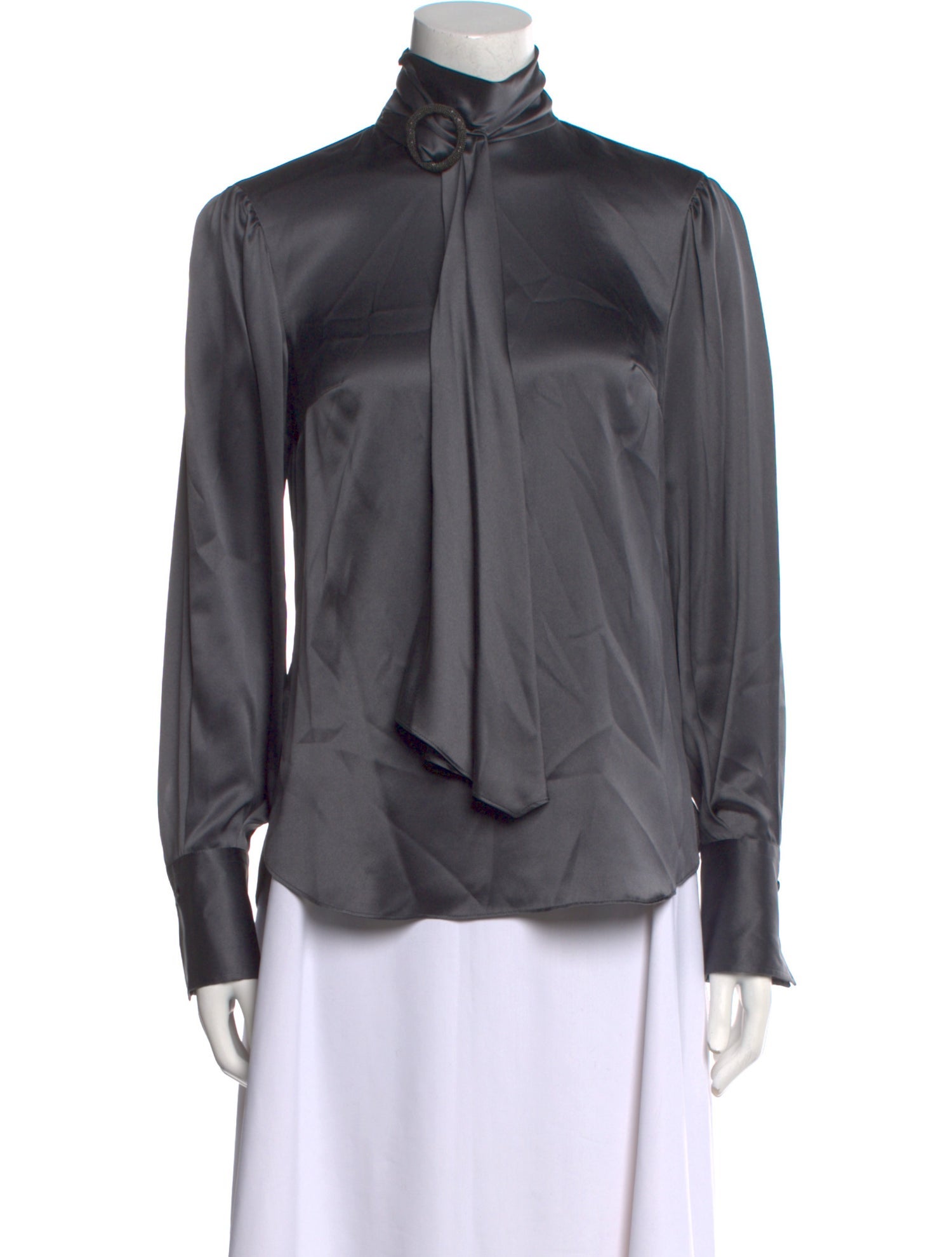 Brunello Cucinelli Mock Neck Long Sleeve Blouse