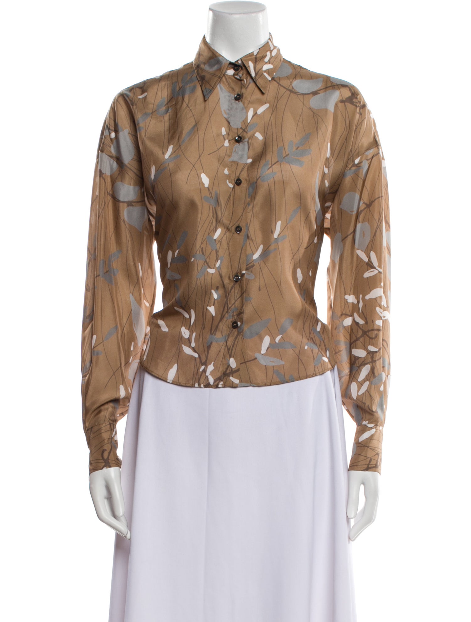 Brunello Cucinelli Silk Printed Button-Up Top