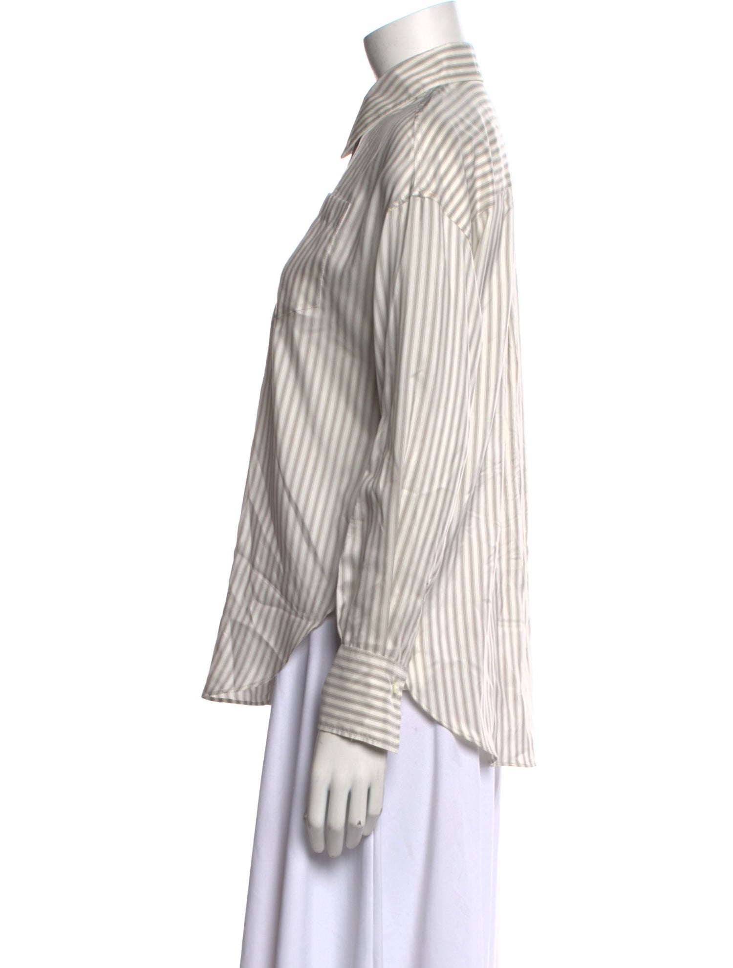 Brunello Cucinelli Silk Striped Button-Up Top