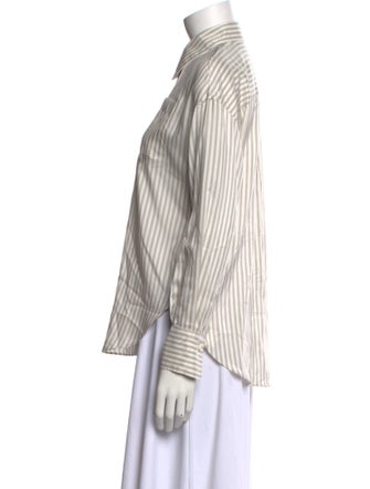 Brunello Cucinelli Silk Striped Button-Up Top