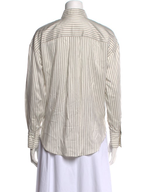 Brunello Cucinelli Silk Striped Button-Up Top