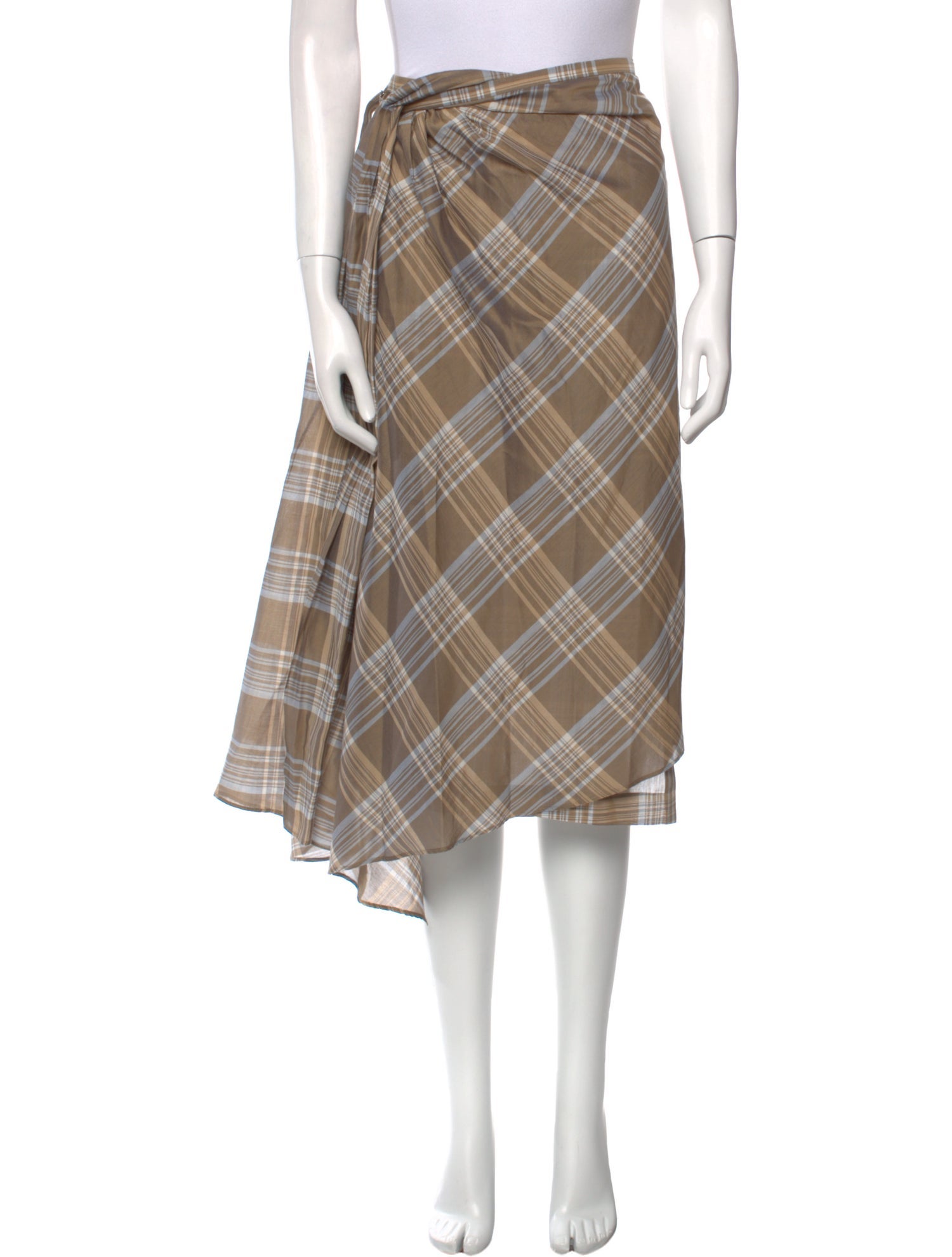 Brunello Cucinelli Plaid Print Midi Length Skirt