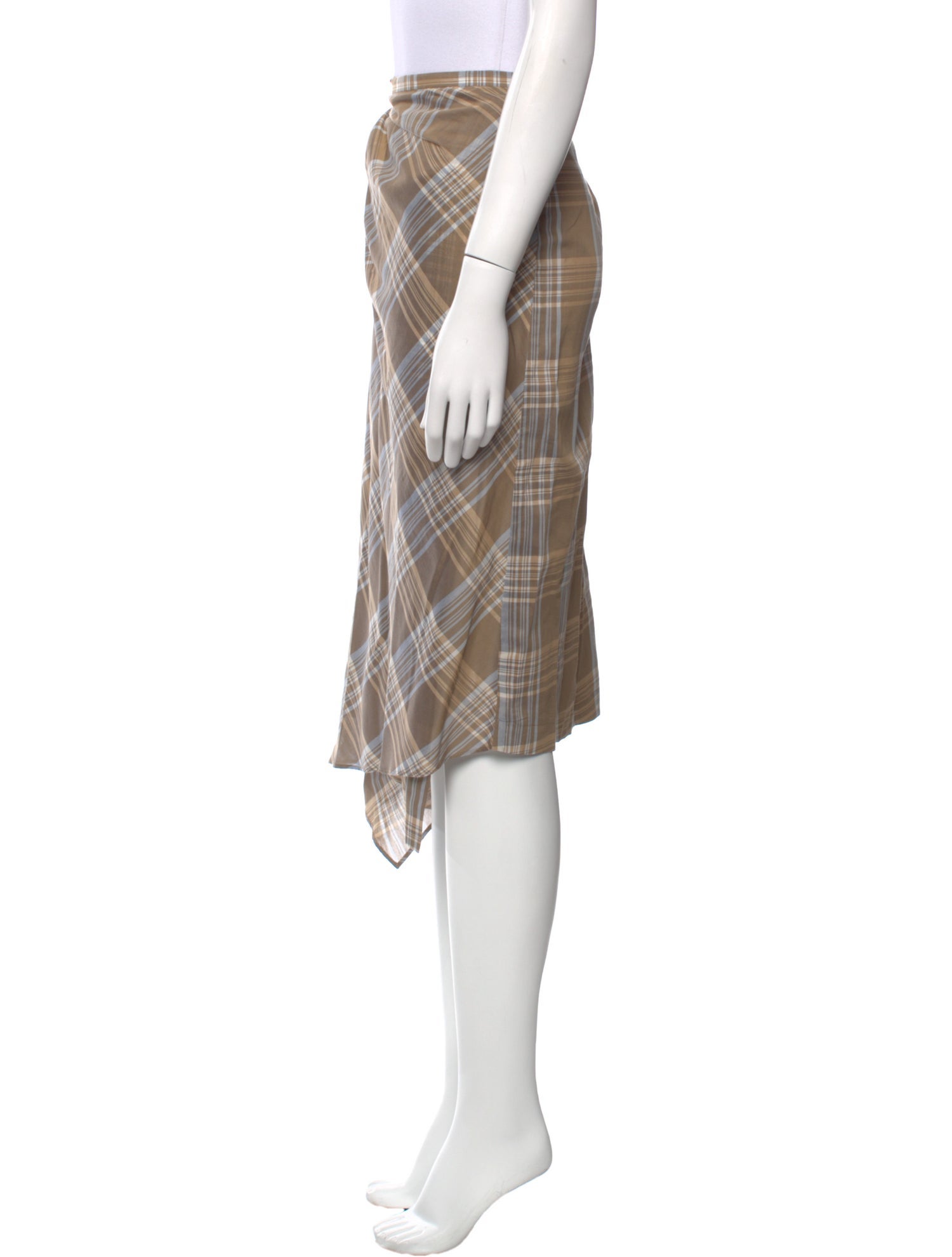 Brunello Cucinelli Plaid Print Midi Length Skirt