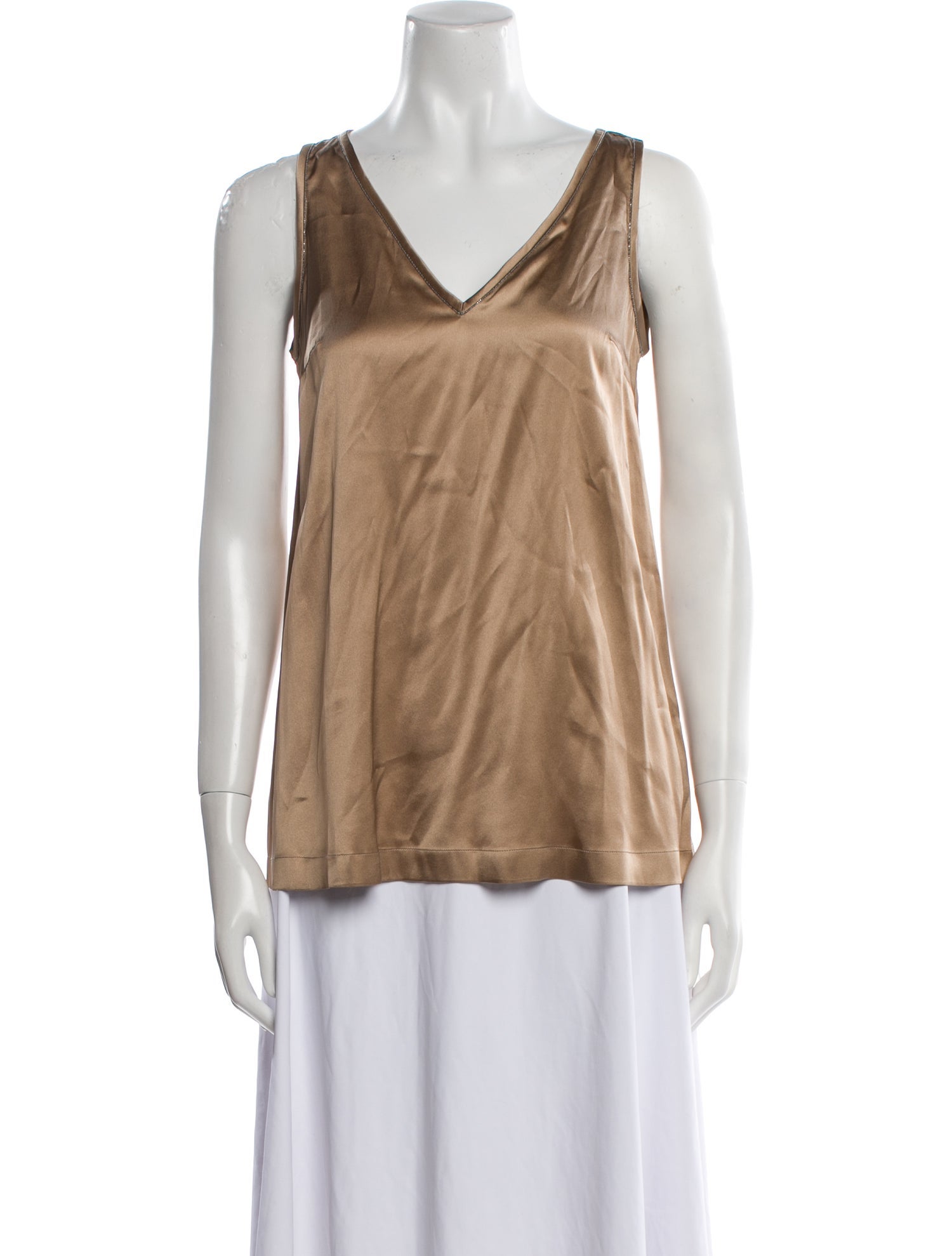 Brunello Cucinelli Silk V-Neck Top w/ Tags