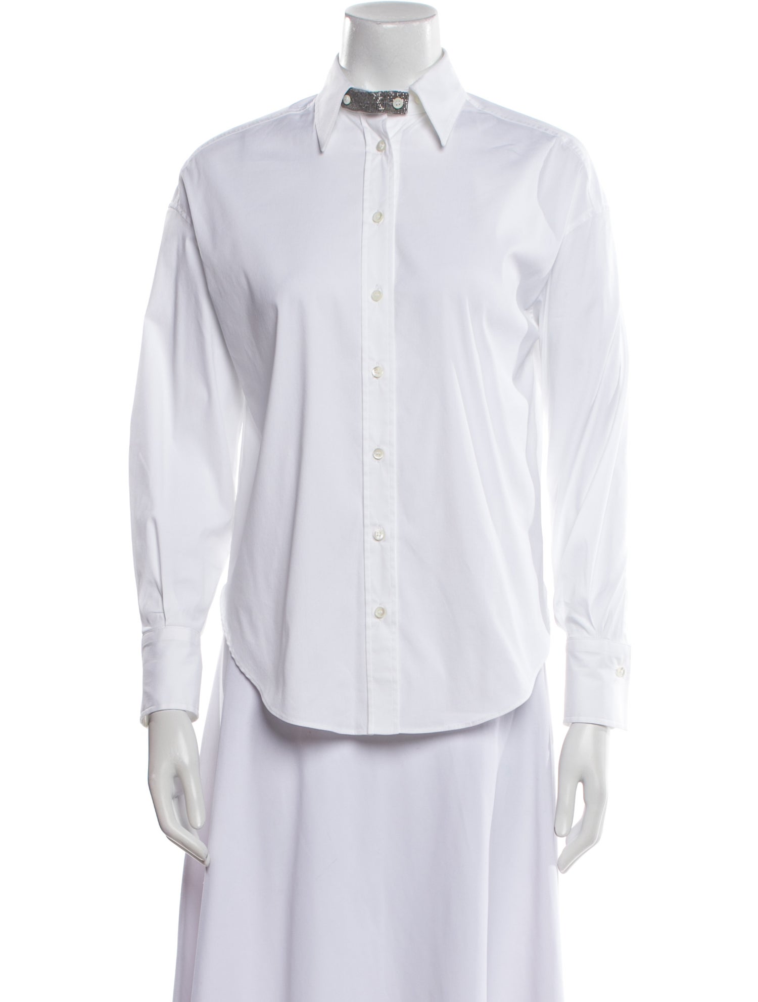 Brunello Cucinelli Long Sleeve Button-Up Top