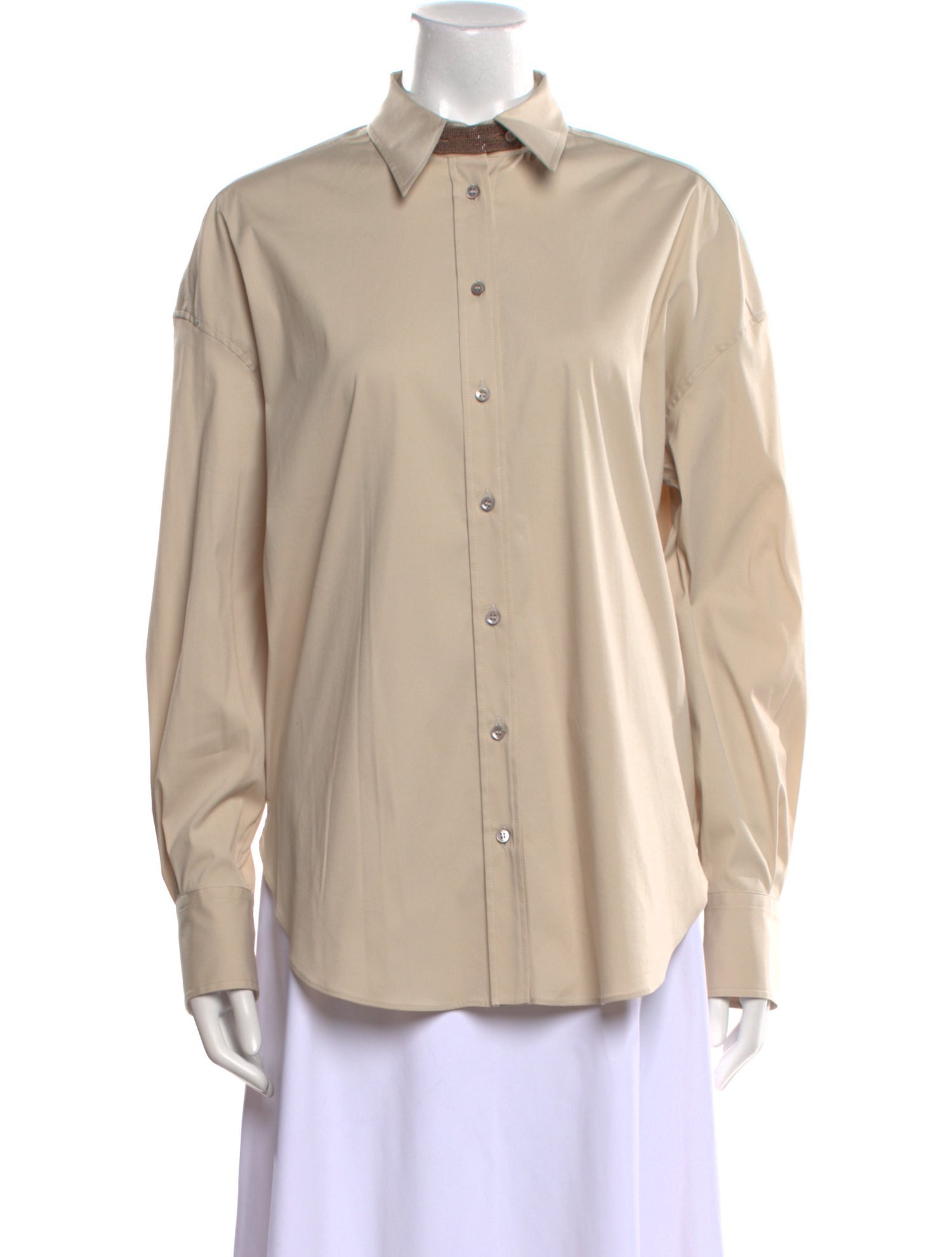 Brunello Cucinelli Long Sleeve Button-Up Top