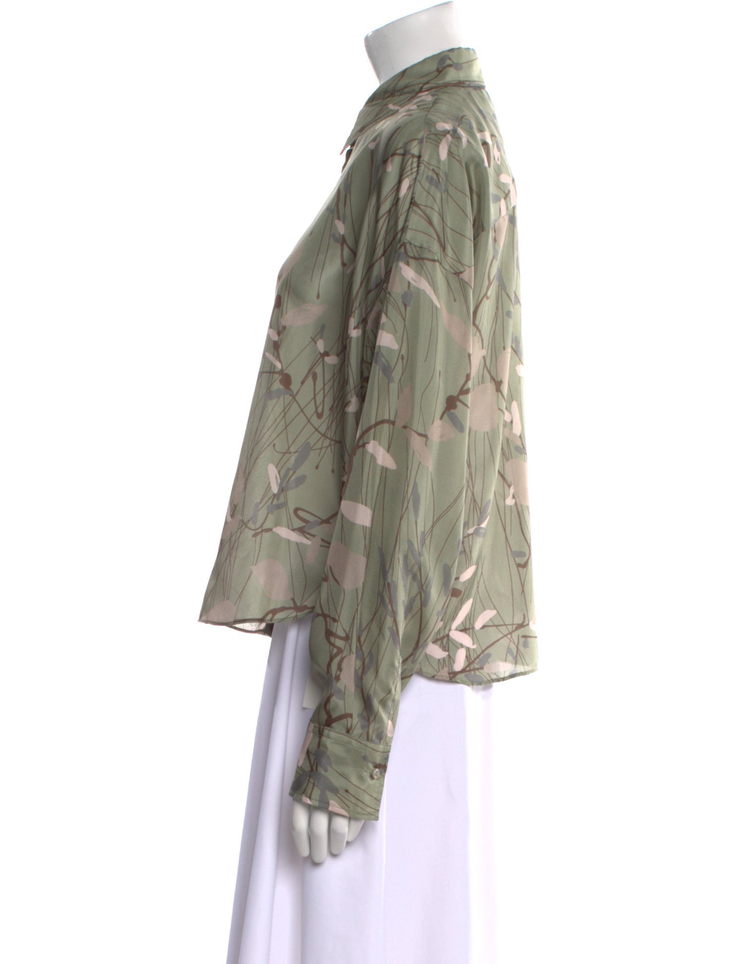 Brunello Cucinelli Floral Print Long Sleeve Button-Up Top w/ Tags