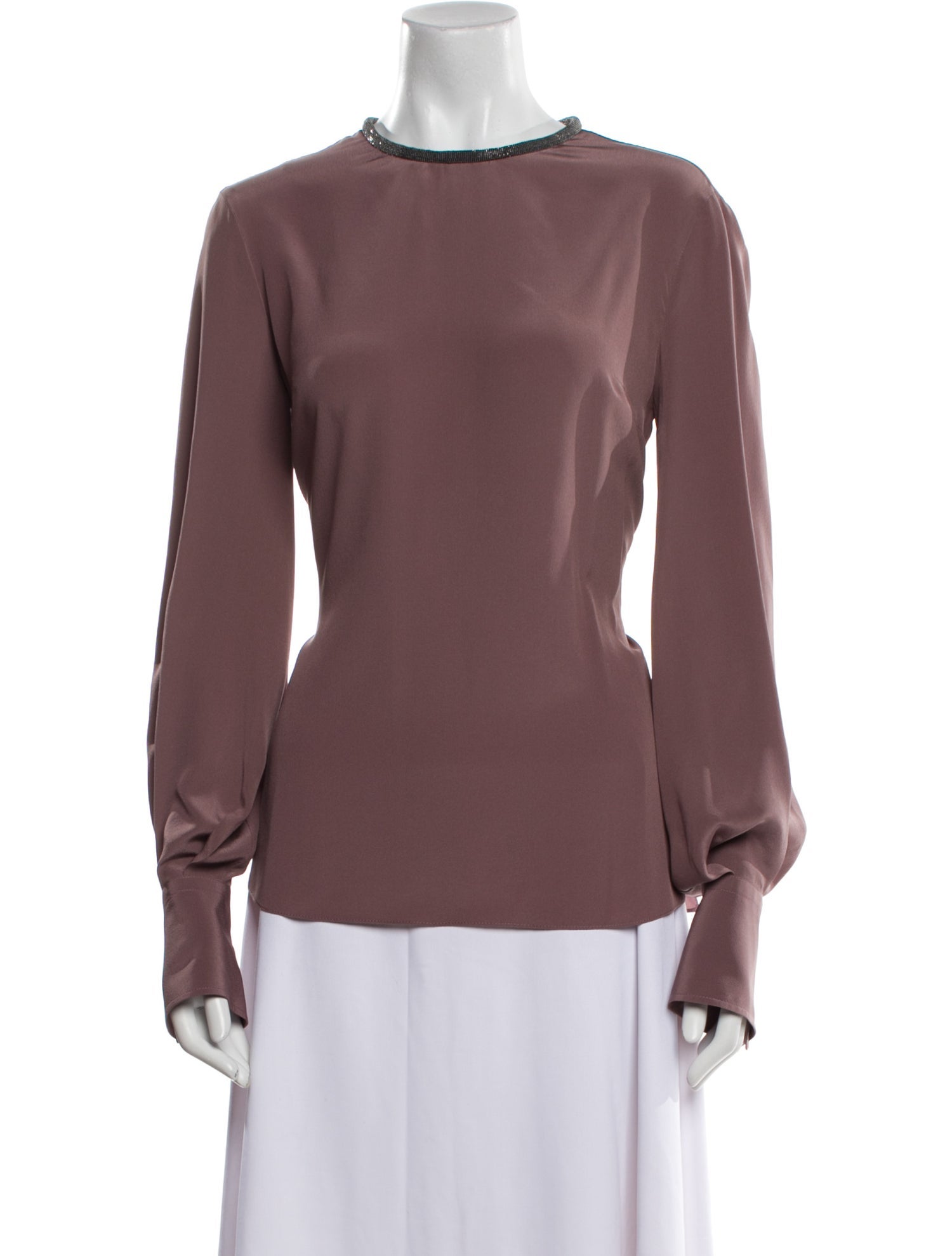 Brunello Cucinelli Silk Crew Neck Blouse