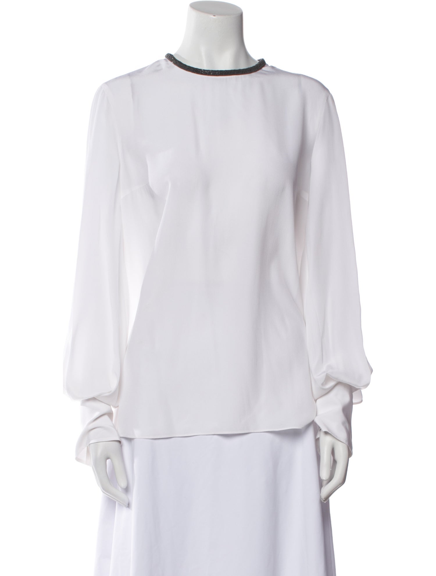 Brunello Cucinelli Silk Crew Neck Blouse