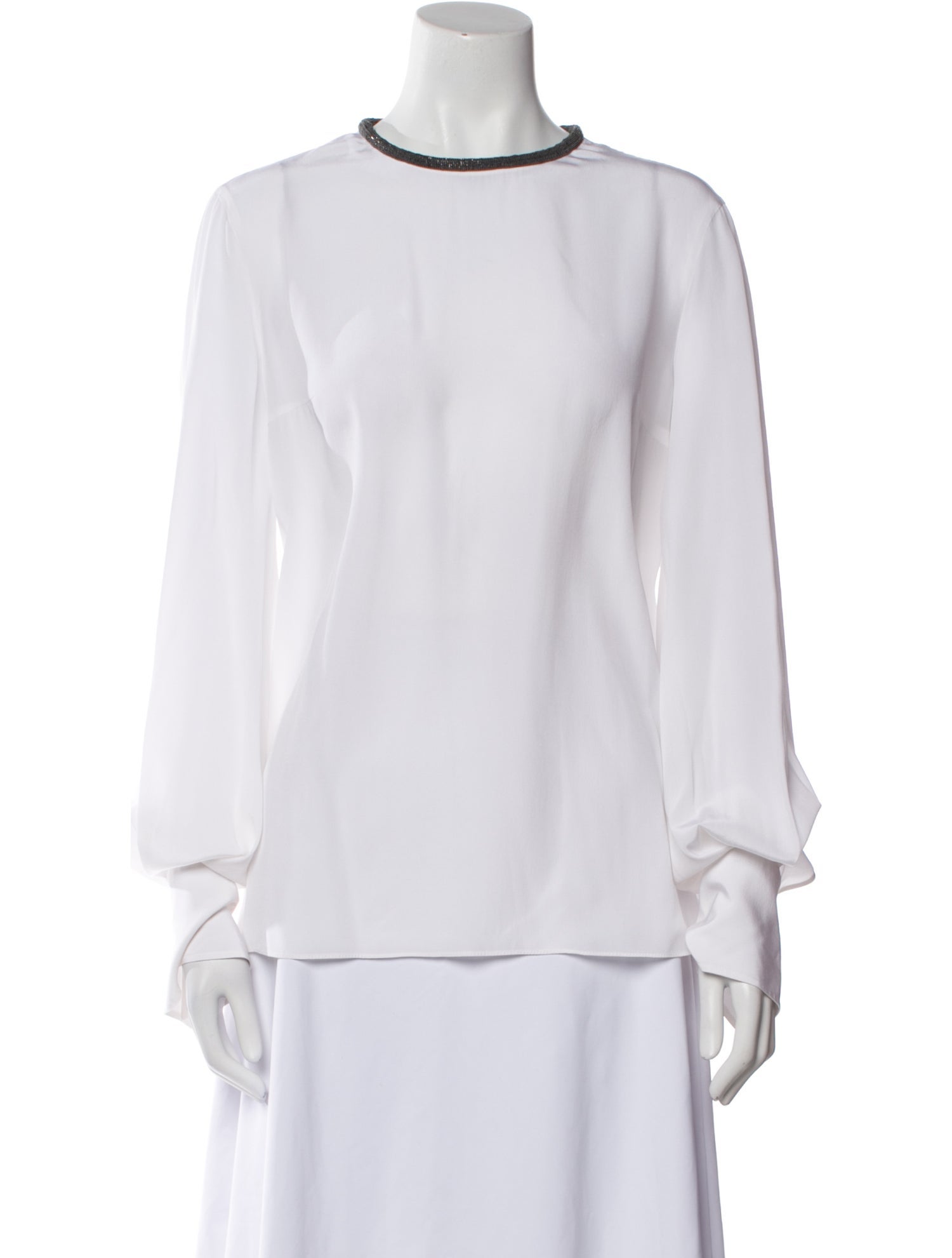 Brunello Cucinelli Silk Crew Neck Blouse