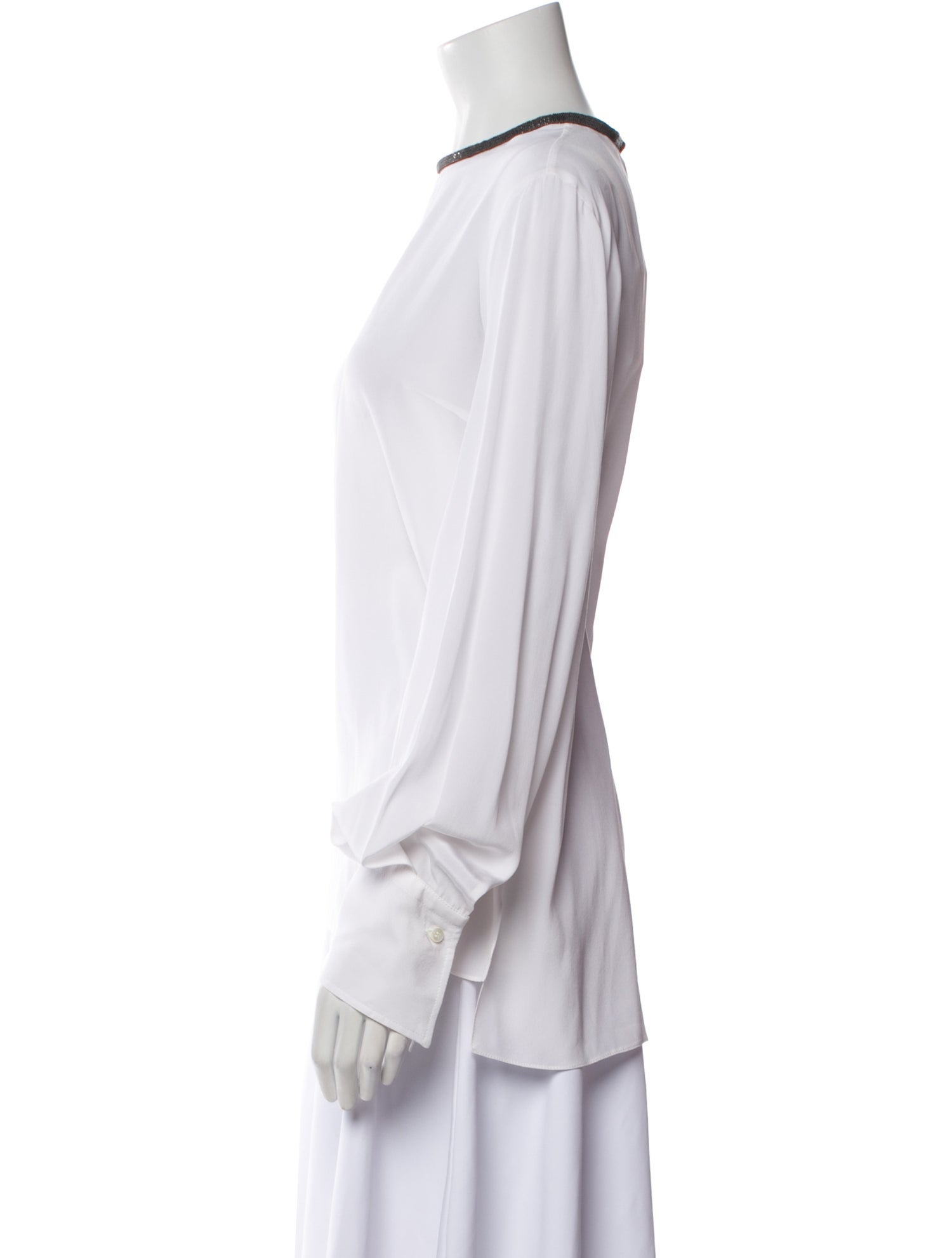 Brunello Cucinelli Silk Crew Neck Blouse