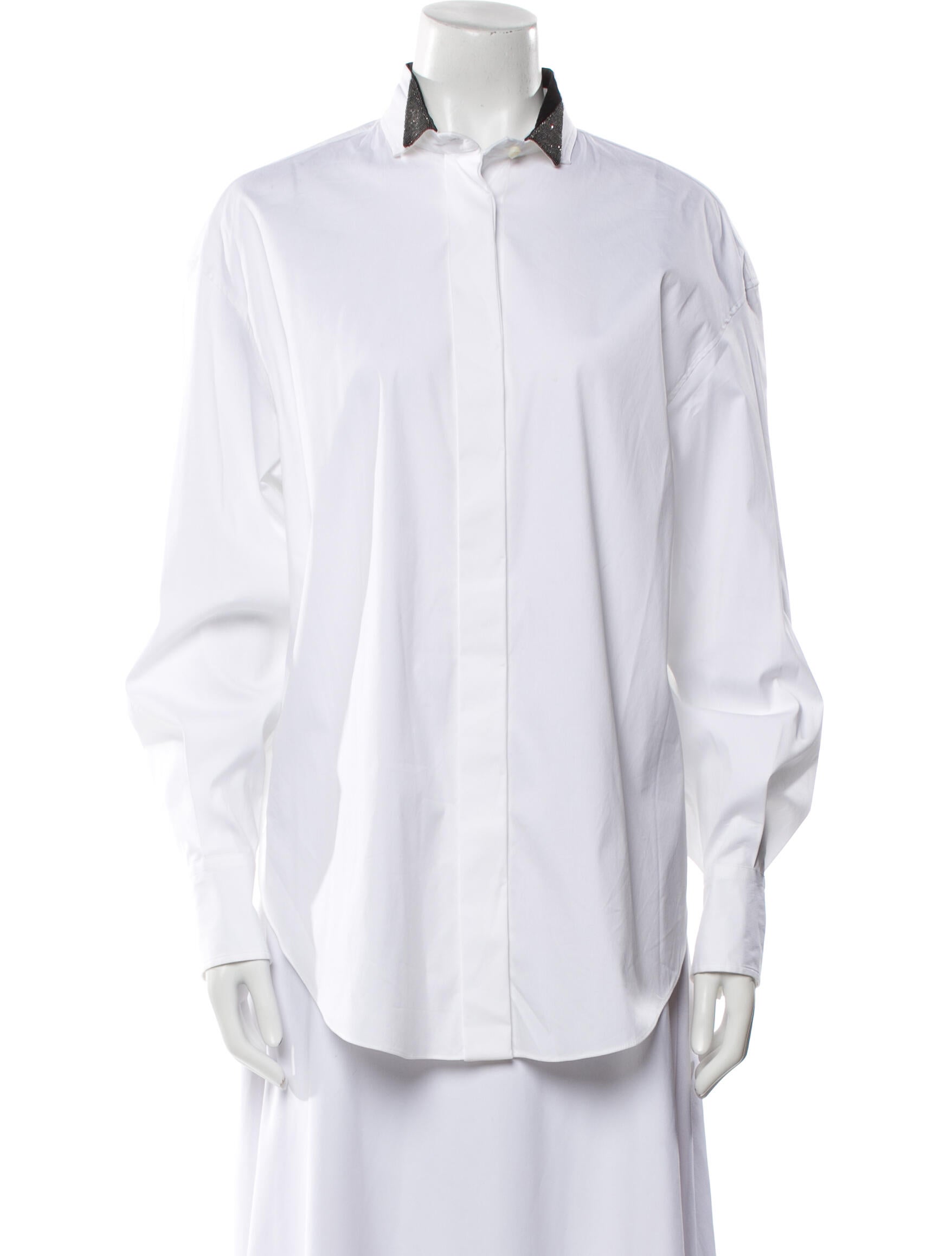 Brunello Cucinelli Long Sleeve Button-Up Top