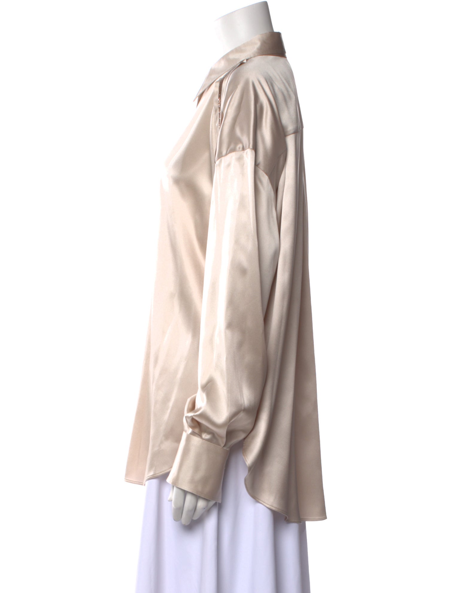 Brunello Cucinelli Silk Long Sleeve Button-Up Top